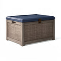 Aufbewahrungsbox 120 x 60 x 65 cm Kunststoff Grau Blau mit Deckel für Garten