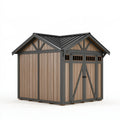 Gartenhaus 240 x 180 x 220 cm Holz und Metall Anthrazit Braun mit Satteldach