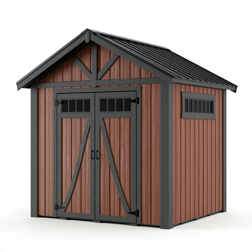 Geräteschuppen 180 x 120 x 200 cm Kunststoff Braun Anthrazit Gartenhaus mit Doppeltür