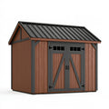 Gartenhaus 250 x 150 x 210 cm Braun Kunststoff mit Metall-Satteldach und Doppeltür