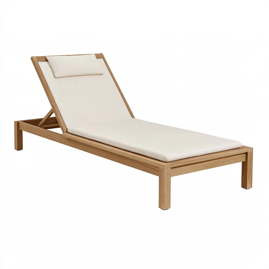 Gartenliege 200 x 70 x 85 cm Holz Beige verstellbare Rückenlehne