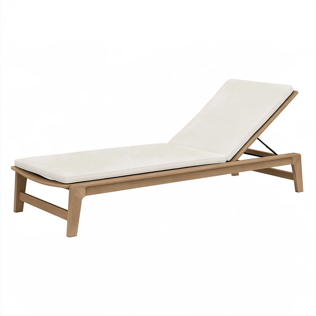 Sonnenliege 200 x 70 x 35 cm Holz Beige mit verstellbarer Rückenlehne