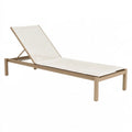 Sonnenliege 200 x 70 cm Holz Beige Weiß mit verstellbarer Rückenlehne