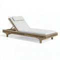 Gartenliege 200 x 70 x 85 cm Beige Weiß mit Holzgestell Geflecht und verstellbarer Rückenlehne