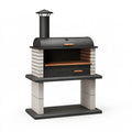 Grillkamin 120 x 70 x 200 cm aus Stahl und Beton in Schwarz Grau mit Grillrost und Kamin