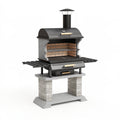 Grillkamin 150 x 75 x 220 cm aus Stahl Schwarz mit Schamotte und Grillrost