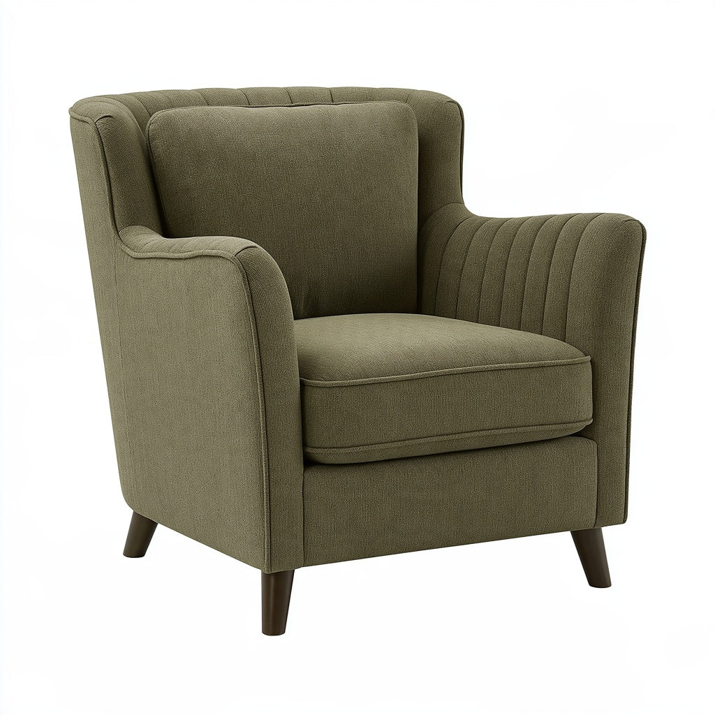 Sessel 78 x 82 x 96 cm olivgrüner Stoff gepolsterter Ohrensessel