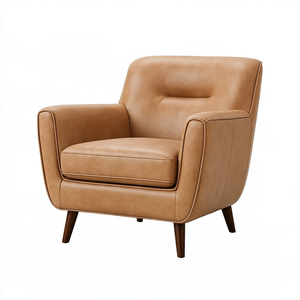 Polstersessel 85 x 82 x 88 cm in Cognacbraun mit Bezug in Lederoptik und Holzfüßen