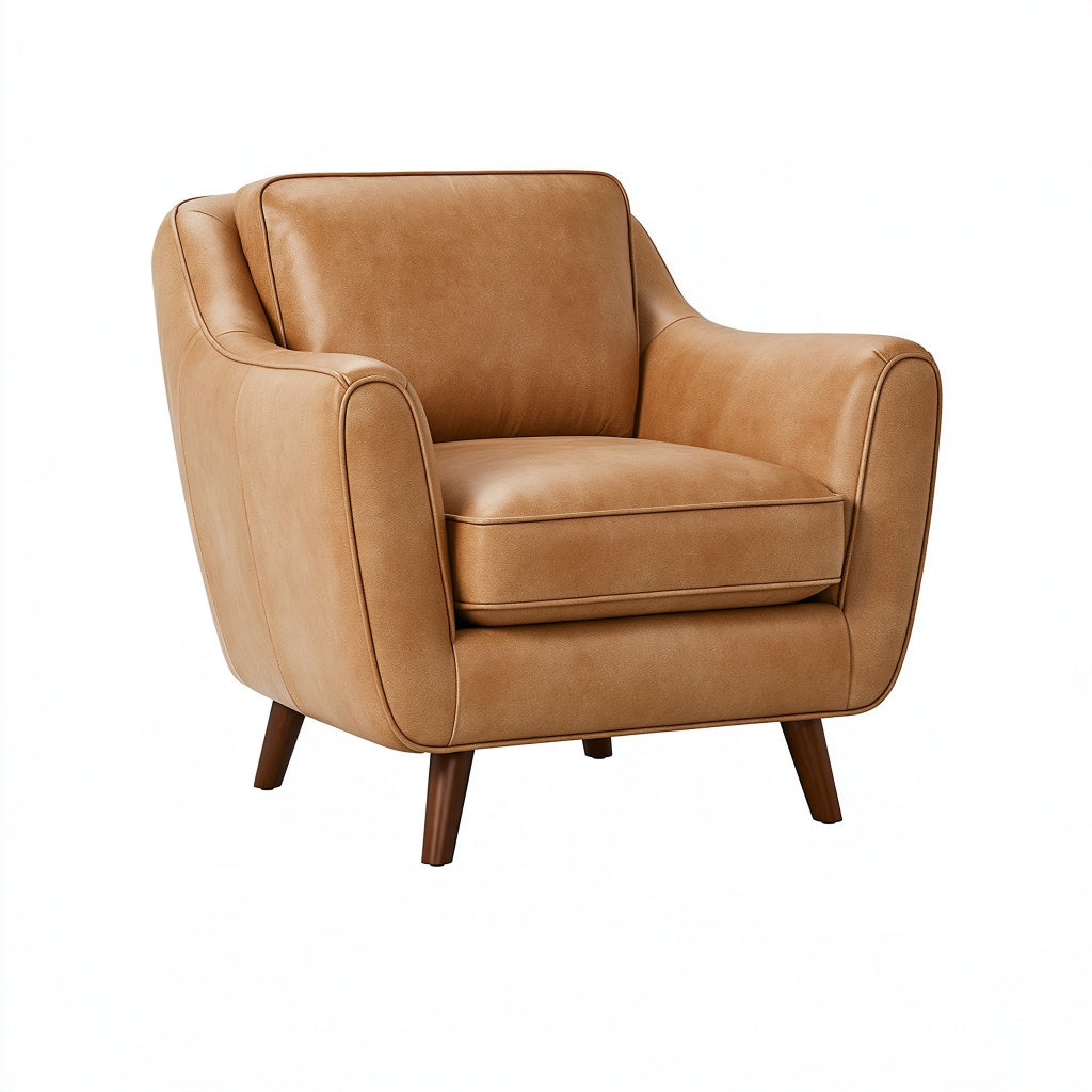 Sessel 78 x 82 x 86 cm in Cognac Kunstleder - gepolsterter Wohnzimmer Sessel im Retro Stil
