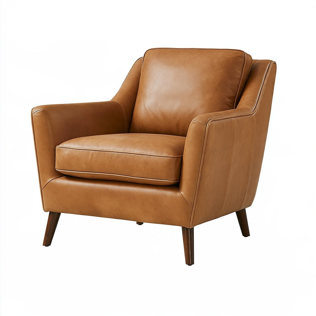 Sessel 85 x 88 x 95 cm in Braun mit Kunstlederbezug und Holzfüßen im klassischen Stil