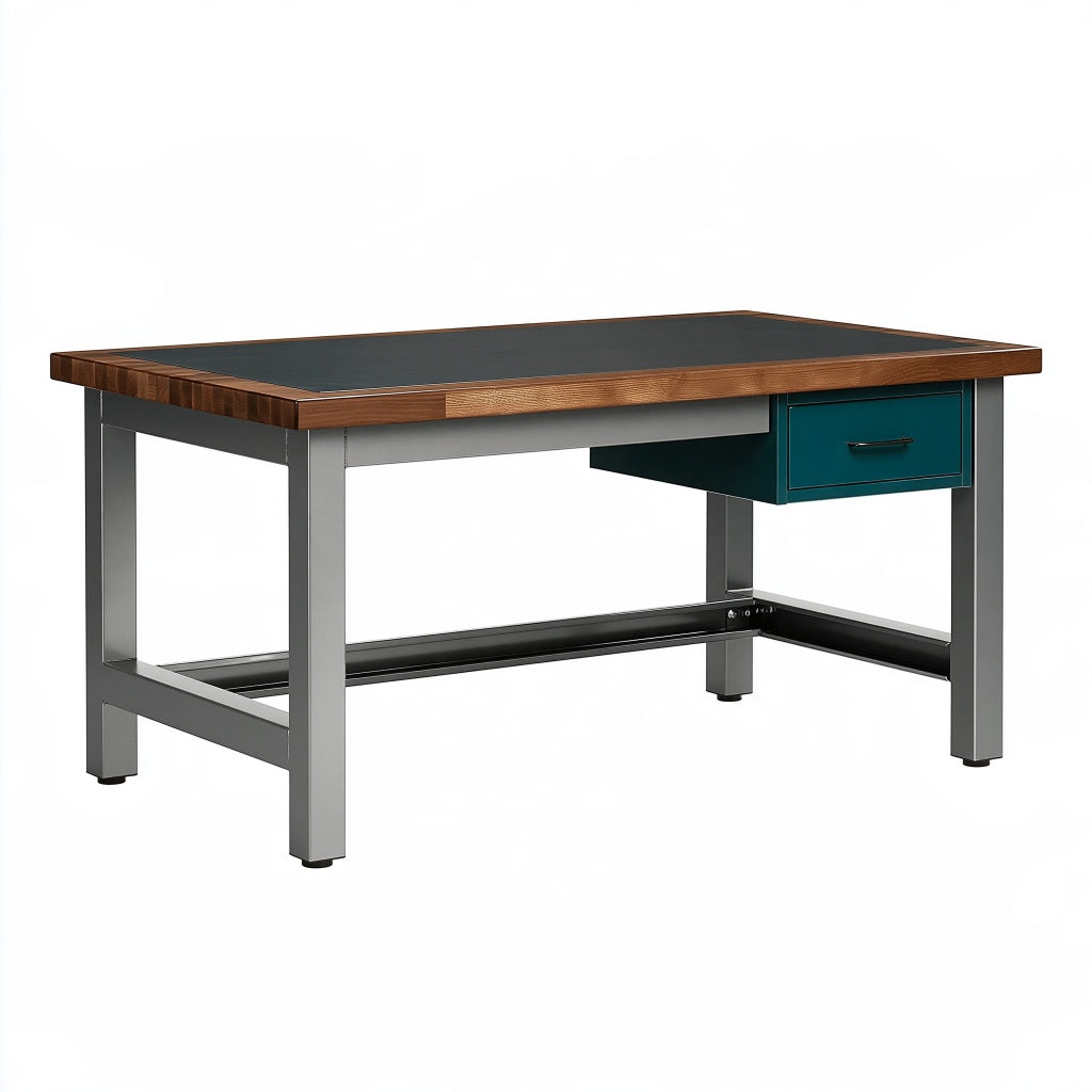 Werkbank 150 x 75 x 90 cm mit Holzplatte Stahlgestell Schublade Industrie Stil