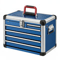 Werkzeugkoffer 50 x 25 x 35 cm Aluminium Blau mit 6 Schubladen tragbar