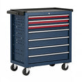 Werkzeugwagen 77 x 46 x 97 cm aus Stahl Blau Rot mit 7 Schubladen und Rollen