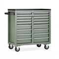 Werkzeugwagen 113 x 46 x 97 cm aus Stahl Grün mit 14 Schubladen abschließbar