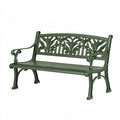 Gartenbank 123 x 60 x 83 cm Metall Grün mit Armlehnen Blattdekor