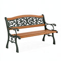 Gartenbank 125 x 60 x 82 cm Holz und Gusseisen Braun Schwarz klassisch